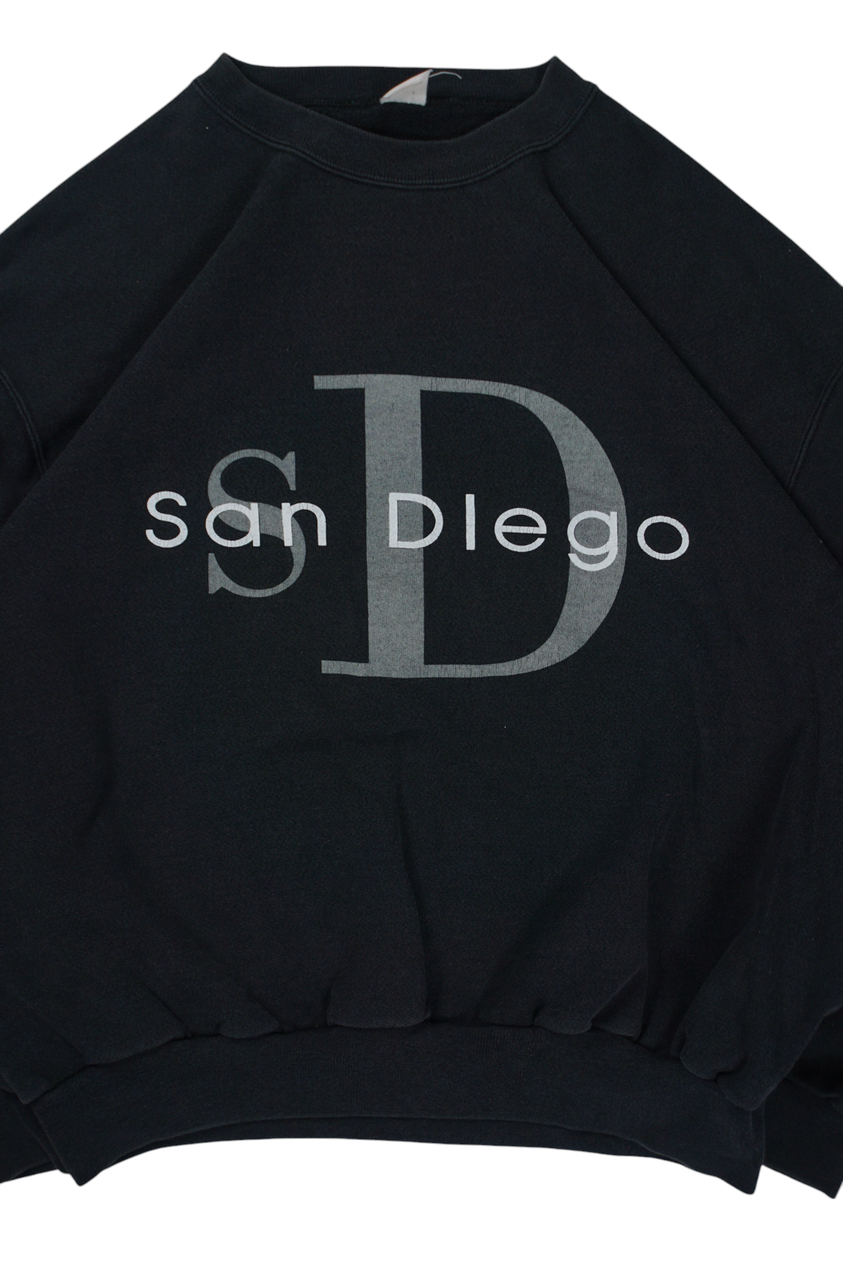 Vintage zwarte San Diego-printtrui