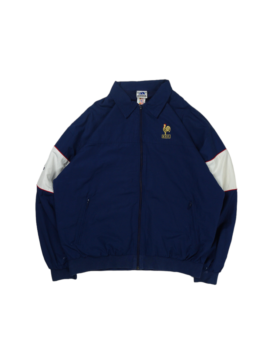 Vintage Adidas FFF Frankrijk Blauwe Windjack