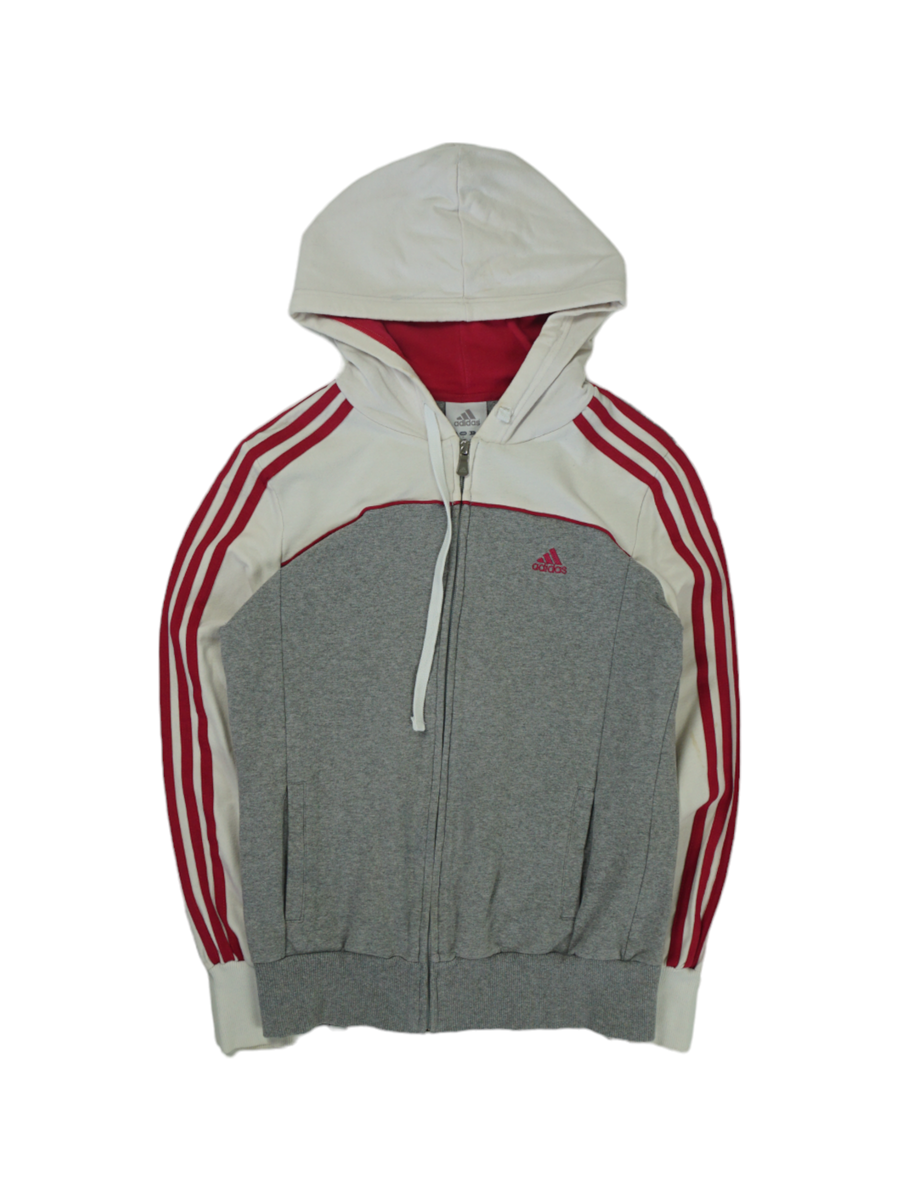 Vintage Adidas Grijze Hoodie met Ritssluiting