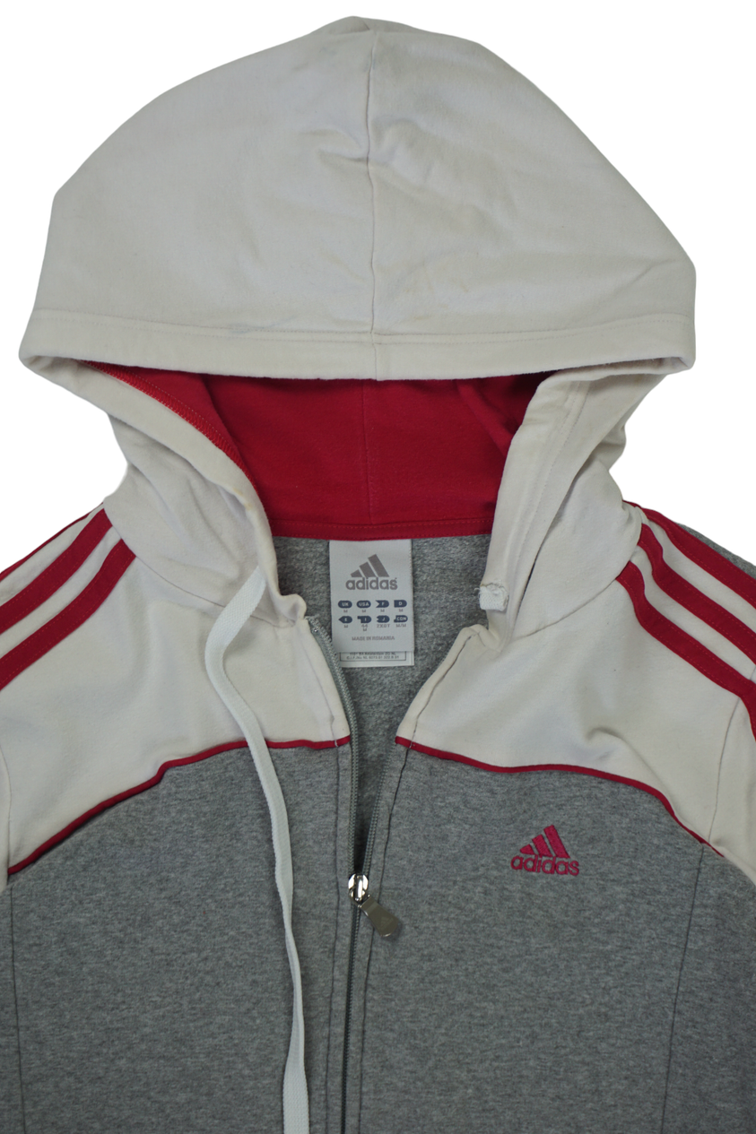 Vintage Adidas Grijze Hoodie met Ritssluiting