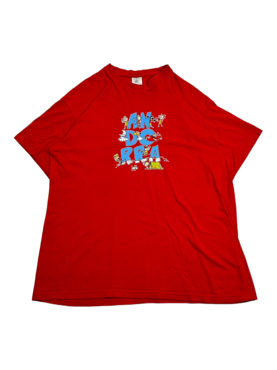 Vintage B&C Andorra rood bedrukt T-shirt