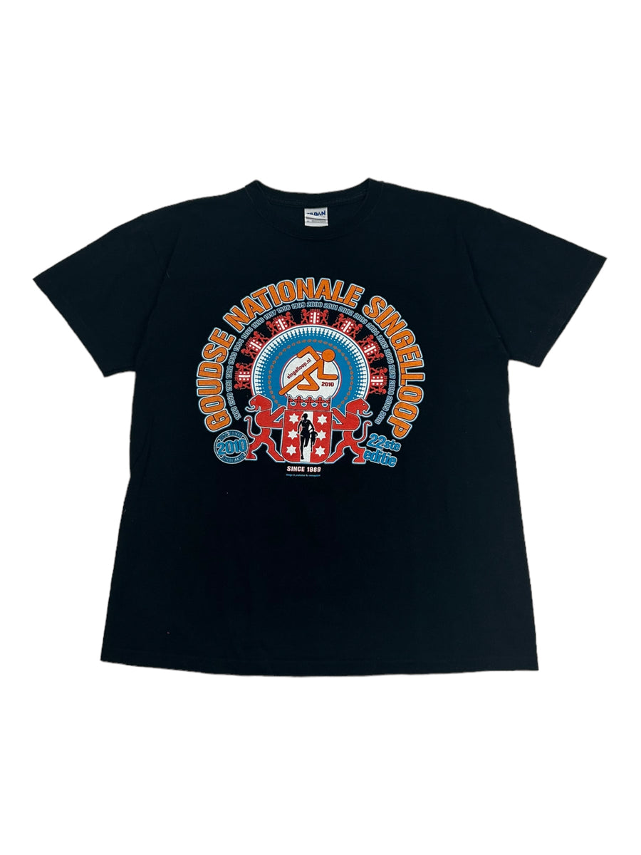 Vintage Gildan Goudse Nationale Singelloop zwart bedrukt T-shirt