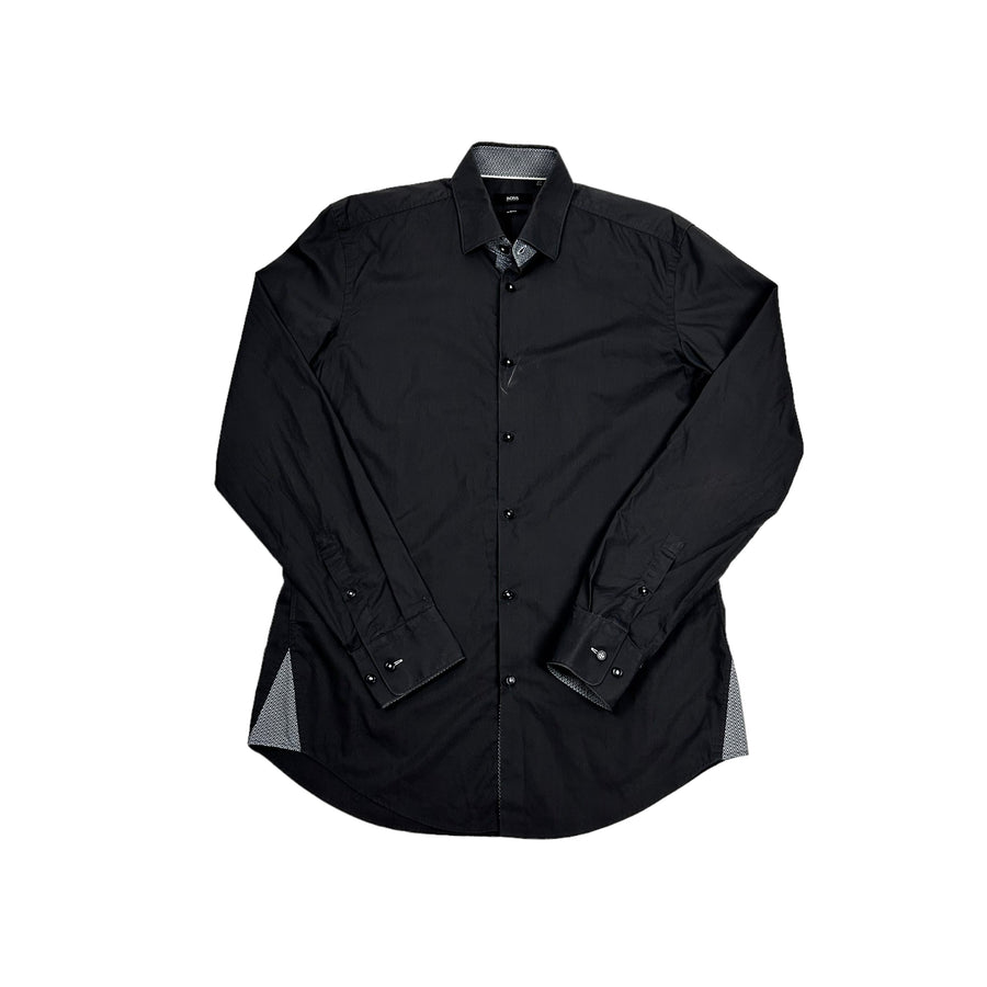 Vintage Hugo Boss zwart/grijs overhemd