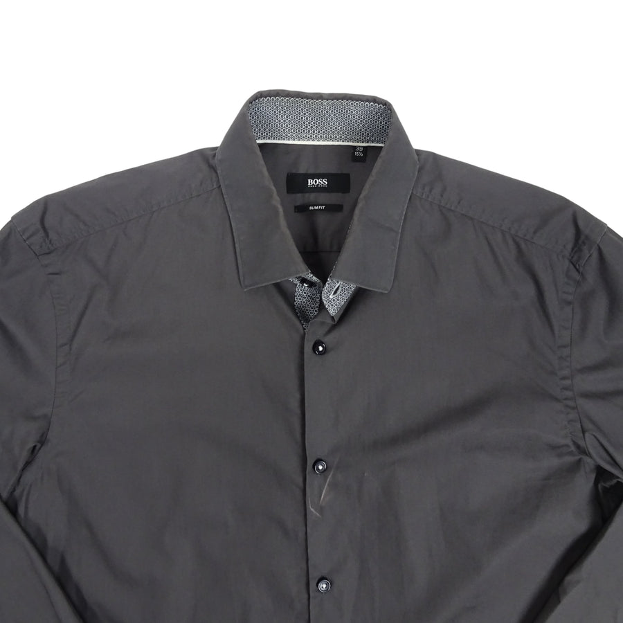 Vintage Hugo Boss zwart/grijs overhemd