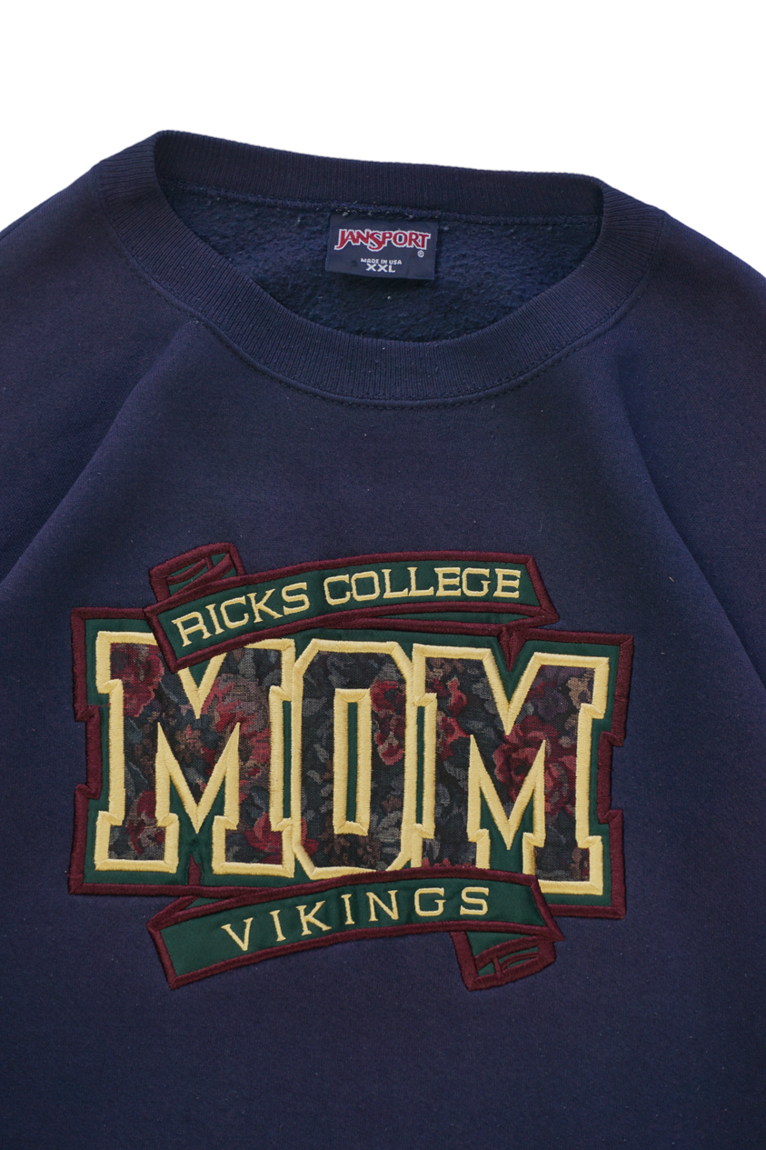 Vintage Jansport Ricks College Vikings marineblauwe trui