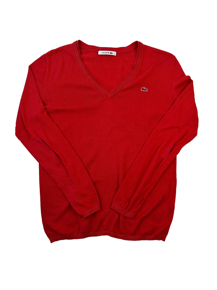 Vintage Lacoste Red V-Neck Knit Sweater