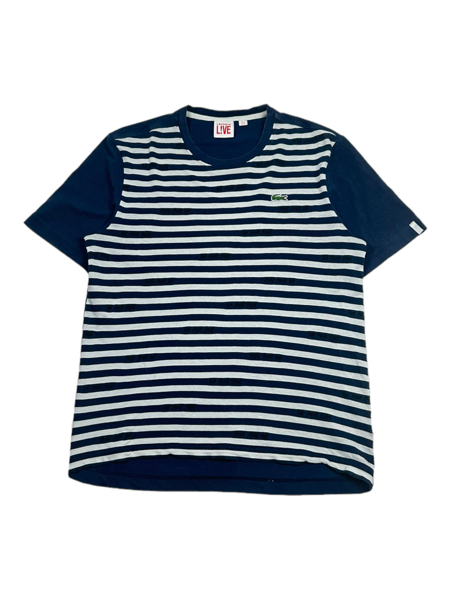 Vintage Lacoste gestreept marineblauw T-shirt