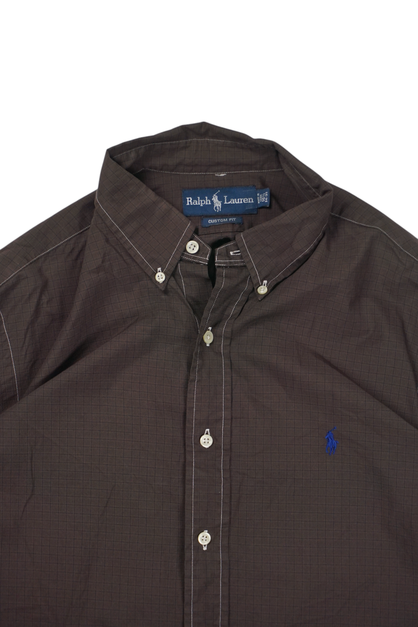 Vintage Ralph Lauren Bruin Effen Overhemd