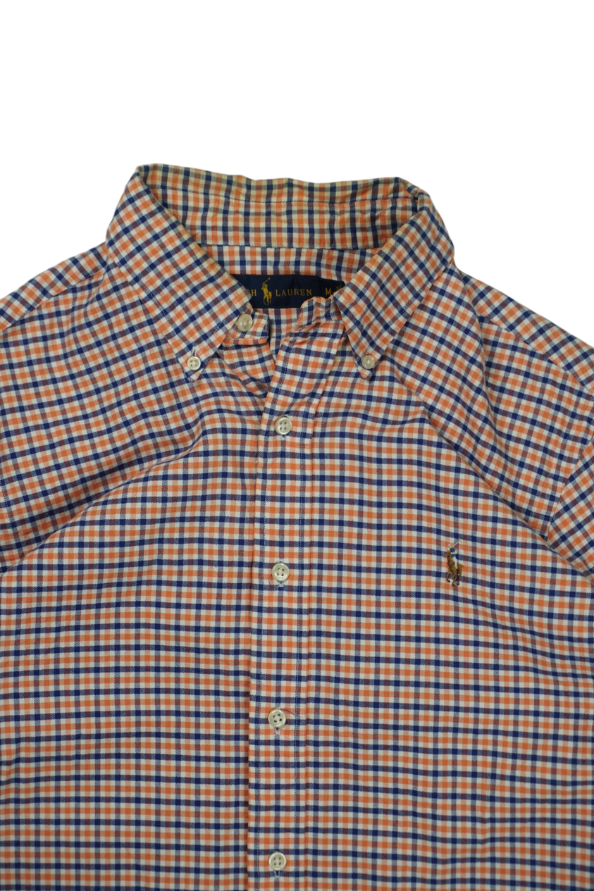 Vintage Ralph Lauren Oranje Blauw Geruit Overhemd