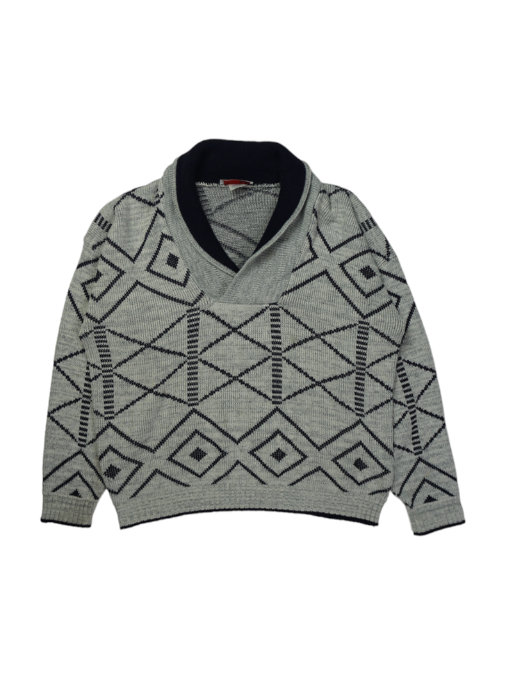 Vintage Selection London Grey Printed Knit Sweater