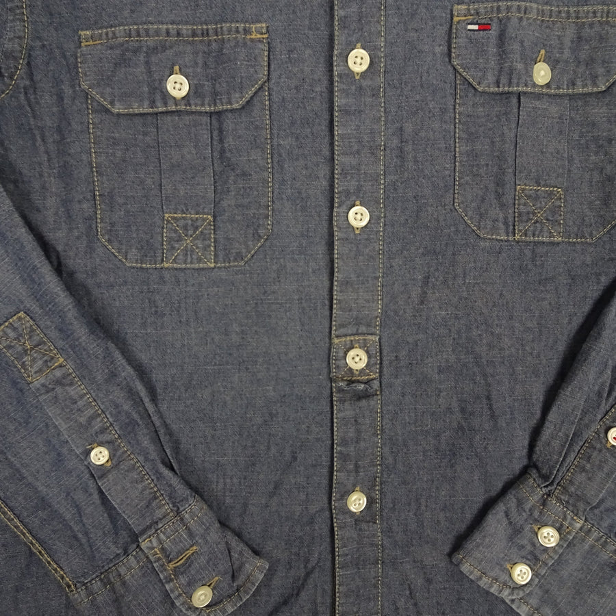 Vintage Tommy Hilfiger blauw denim overhemd