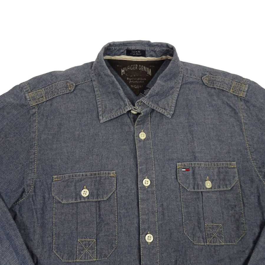Vintage Tommy Hilfiger blauw denim overhemd