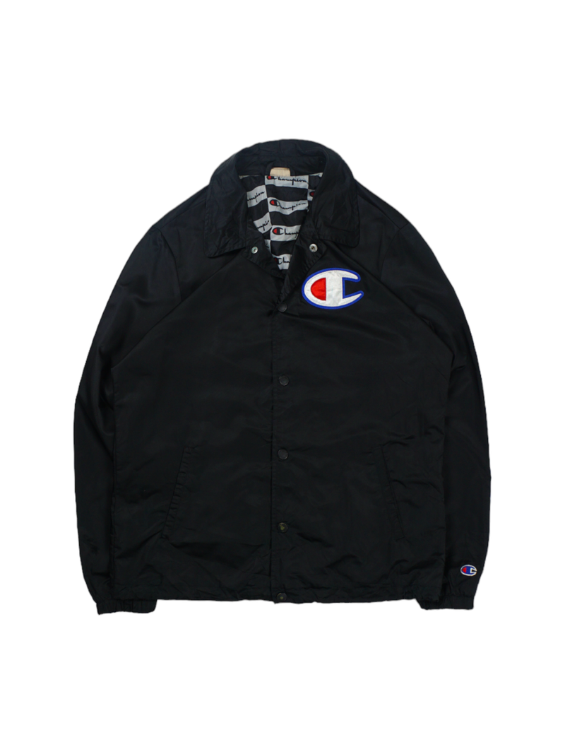 Vintage Champion Black Coach Jacket Timeless Style at Pine Vintage