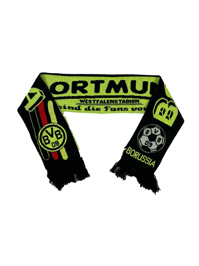Vintage Dortmund Westfalenstadion Neon Yellow Football Scarf