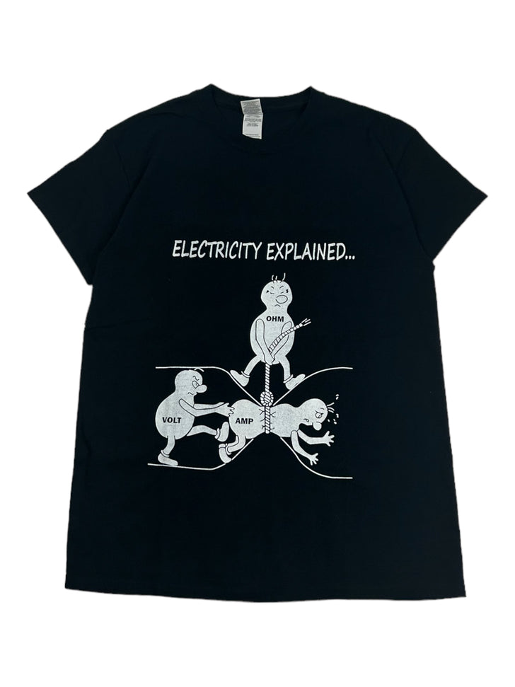 Vintage Gildan Electricity Explained Black Printed T-Shirt