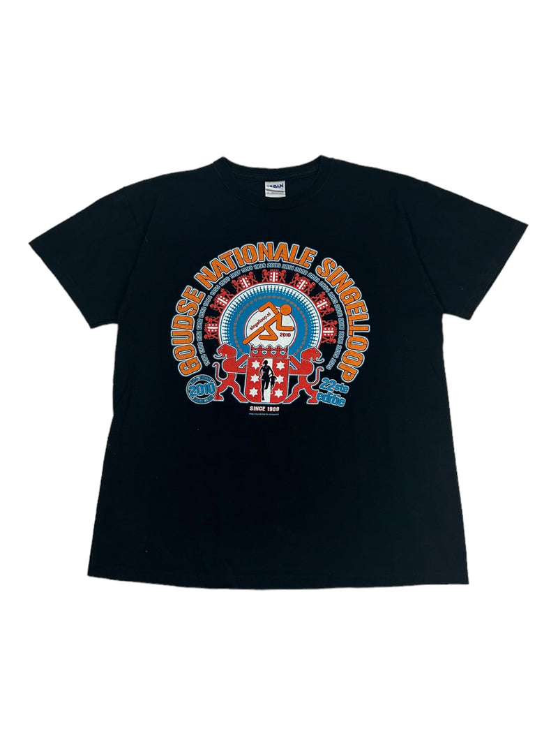 Vintage Gildan Goudse Nationale Singelloop Black Printed T-Shirt