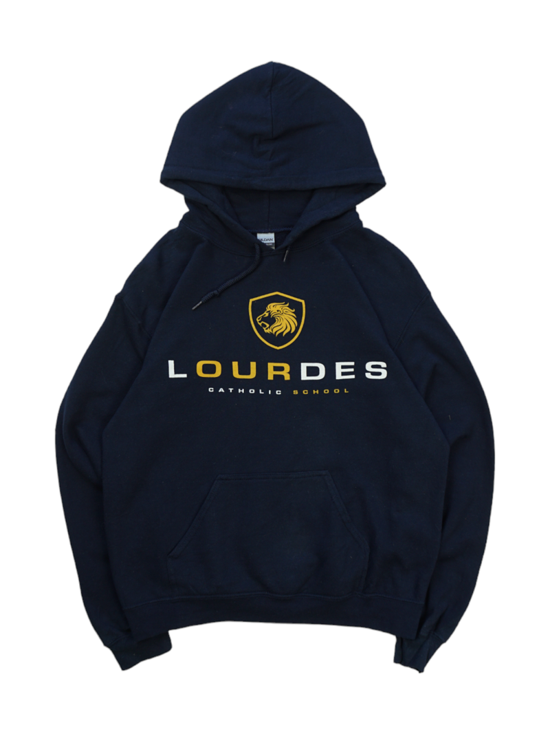 Vintage Gildan Lourdes Catholic School Navy Hoodie