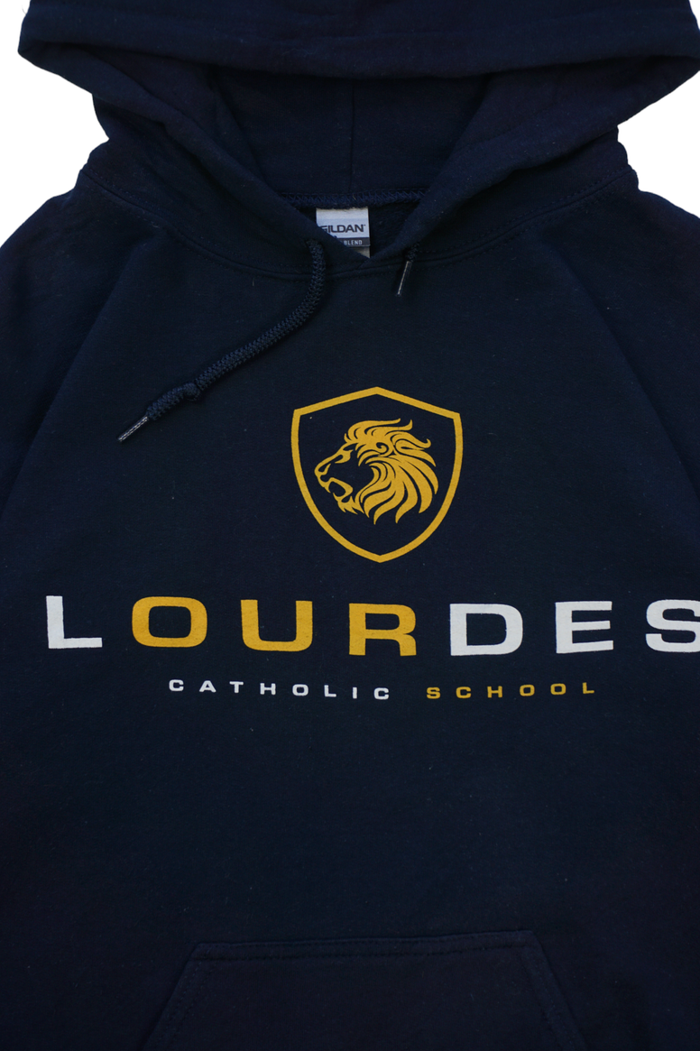 Vintage Gildan Lourdes Catholic School Navy Hoodie