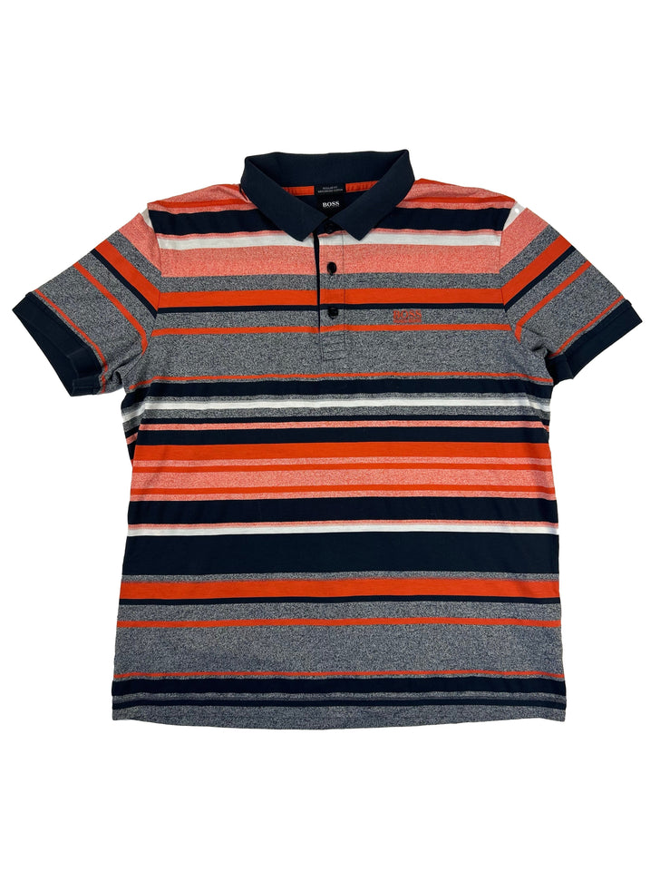 Vintage Hugo Boss Polo Orange Striped