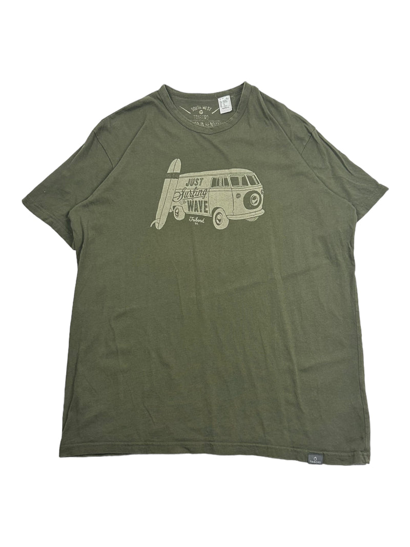 Vintage Oxylane Green Printed T-Shirt