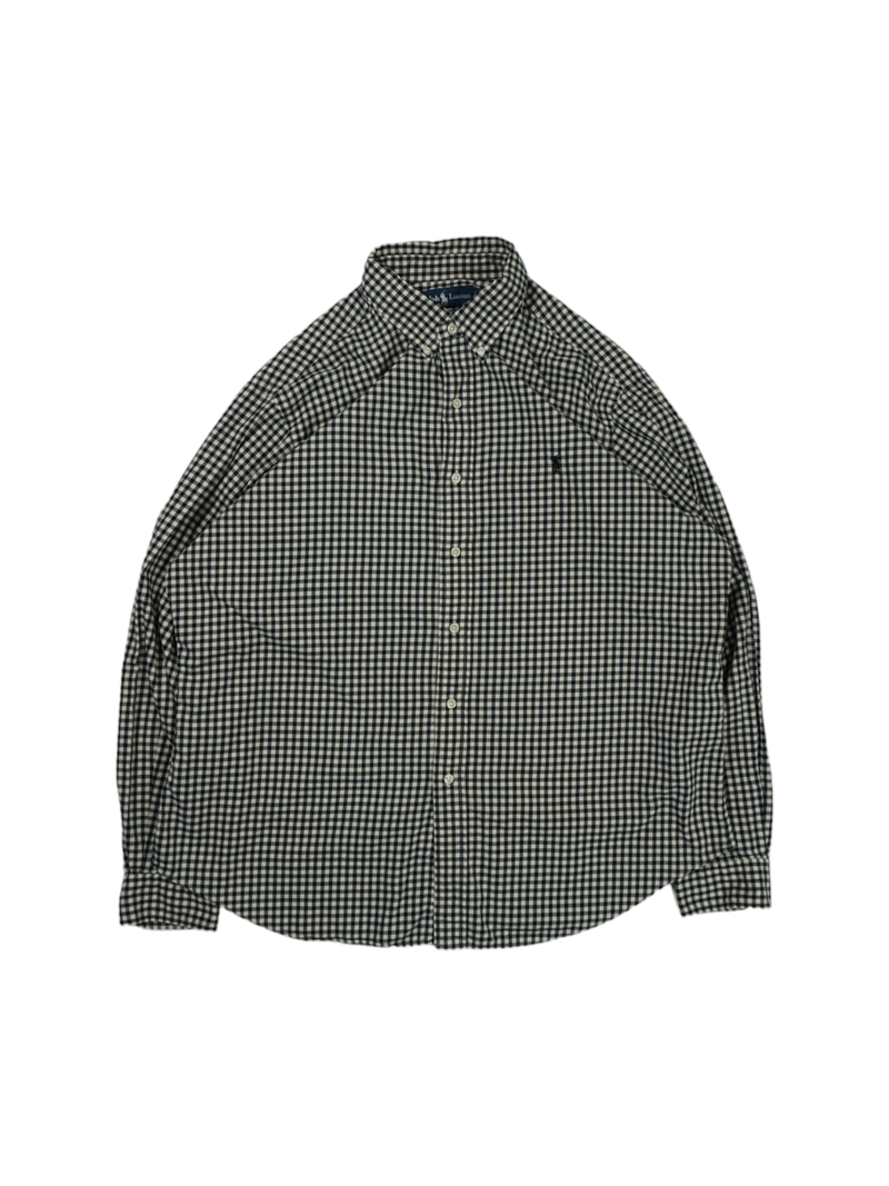 Vintage Ralph Lauren Zwart Wit Geruit Overhemd Pine Vintage