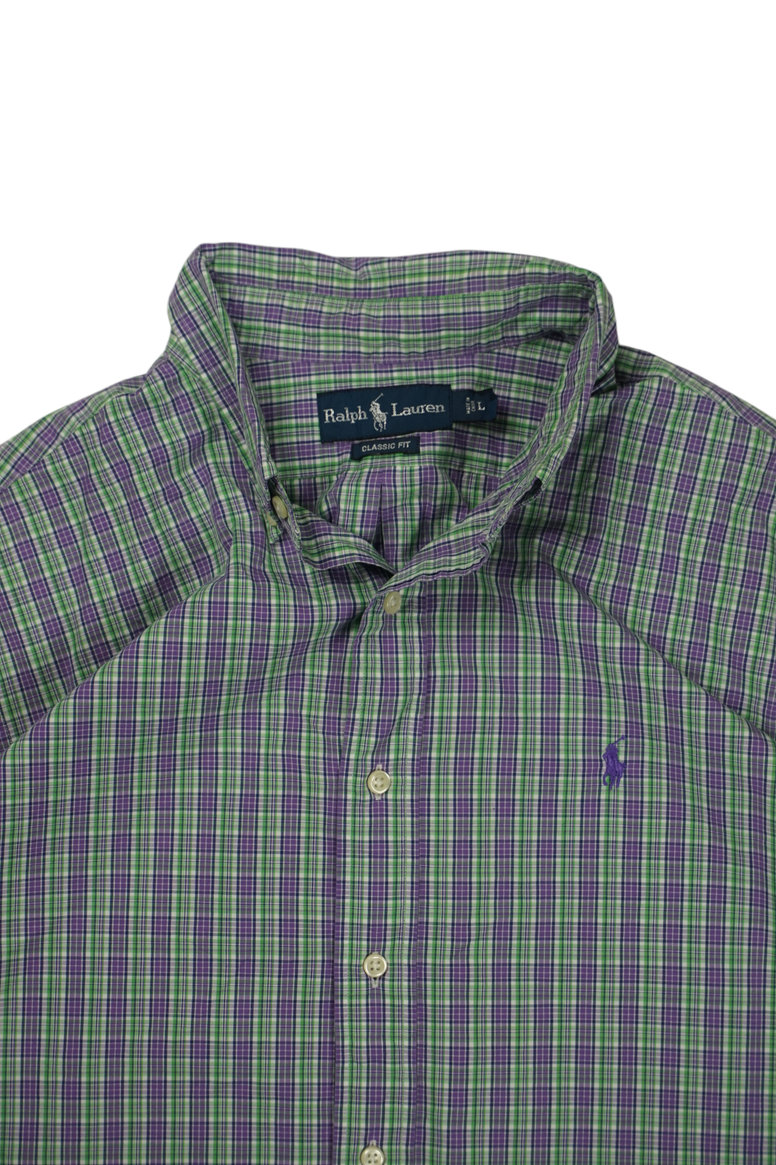 Vintage Ralph Lauren Green Purple Short Sleeve Shirt