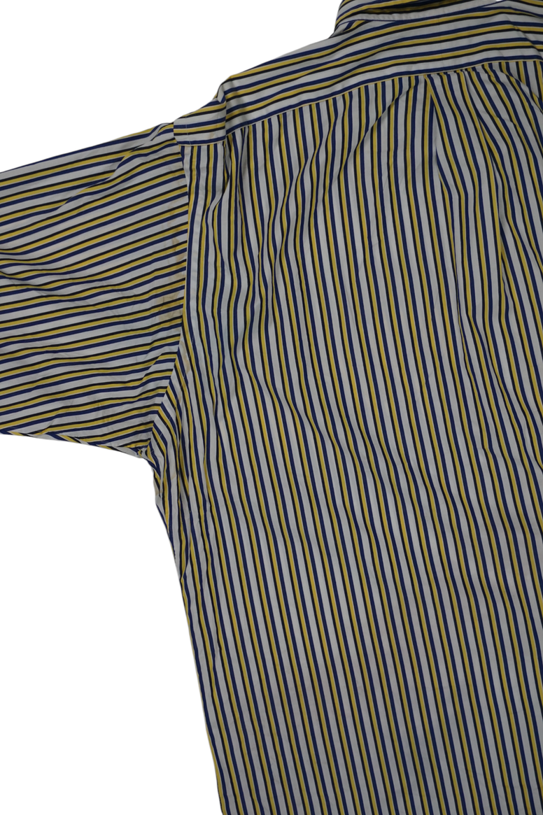 Vintage Ralph Lauren White Yellow Blue Striped Classic Fit Shirt