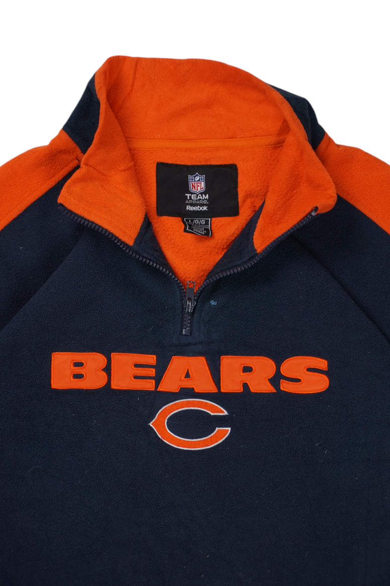 Vintage Reebok NFL Navy Orange 1/4 Zip Fleece Jacket