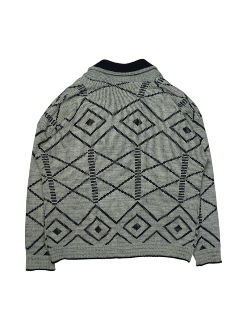 Vintage Selection London Grey Printed Knit Sweater