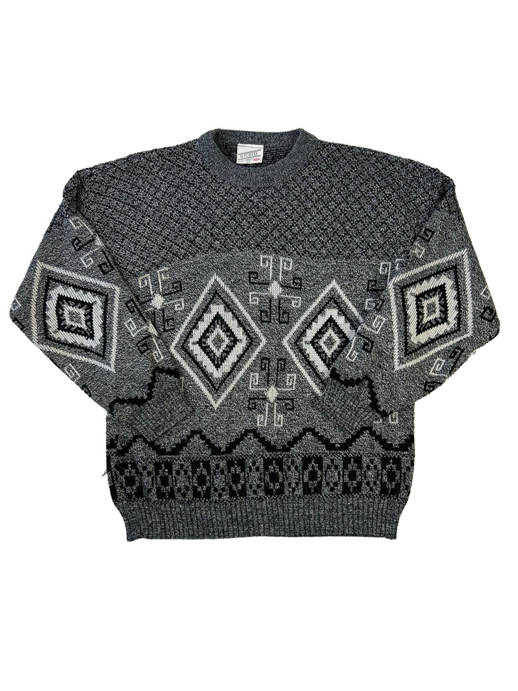 Vintage Unbranded Grey Printed Knit Sweater