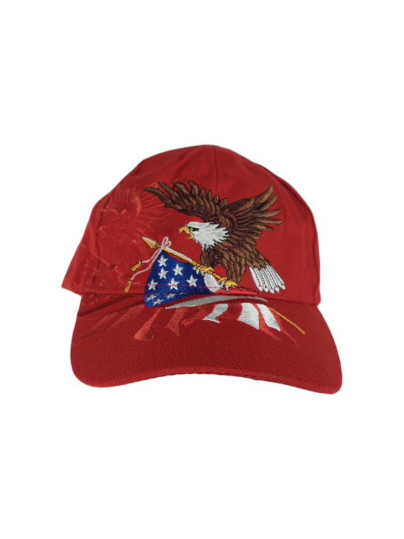 Vintage USA Eagle Embroidered Red Cap